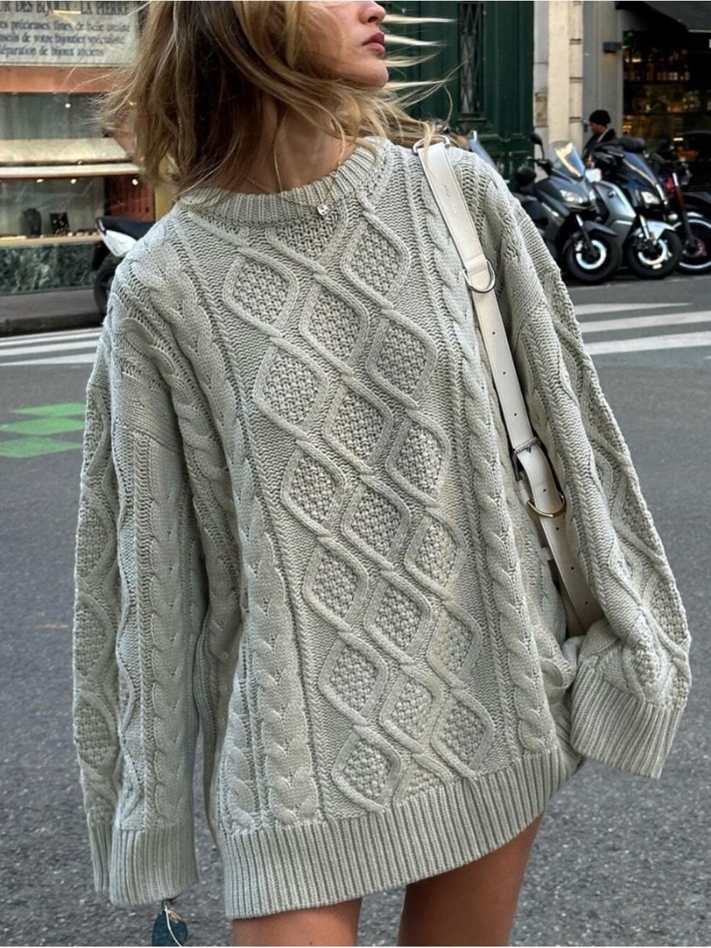 Lioness Gigi Cable Knit Crewneck Sweater